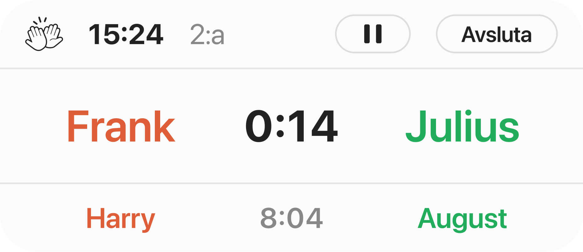 FairSub Live Activity som visar nästa byte